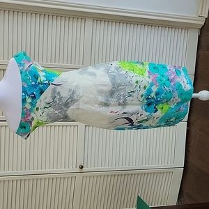 Neon and Blue off shoulder dress Black Halo